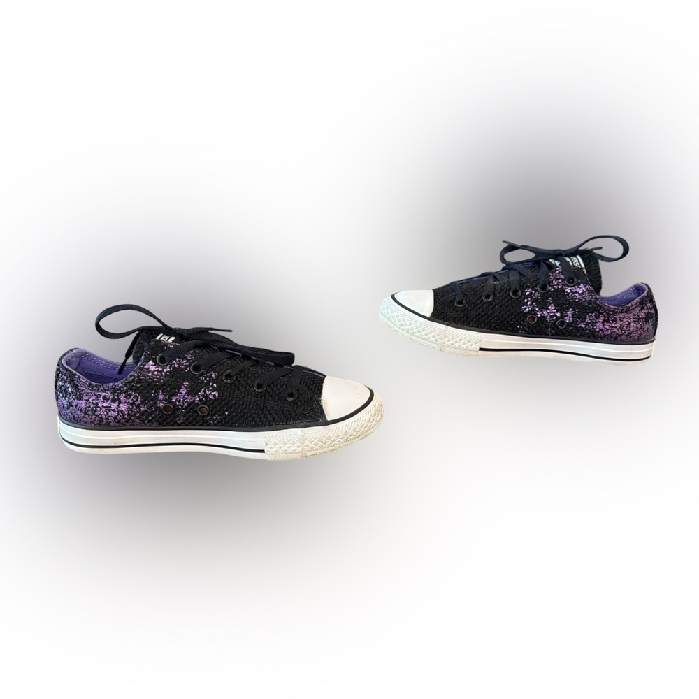 Converse Black and Purple Glitter Sneakers Juniors Size 3 Women’s Size 5 - Picture 5 of 8